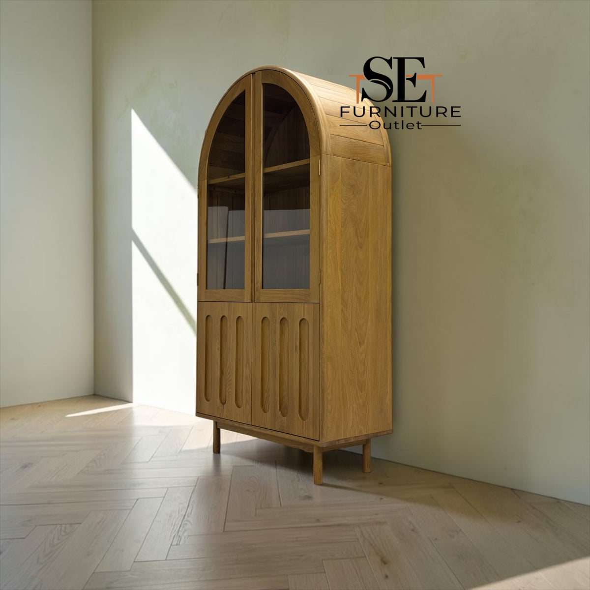 Natural Solid Oak Display Cabinet Belgrave Range From Oak Furnitureland RRP £1139