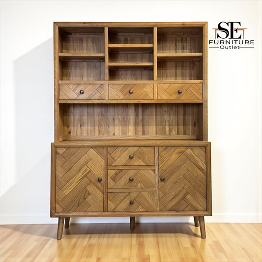 Brushed & Glazed Solid Oak Large Dresser Parquet Range From Oak Furnitureland RRP £1449