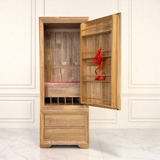 Natural Solid Oak Slim Kitchen Larder Bevel Range From Oak Furnitureland RRP £1049
