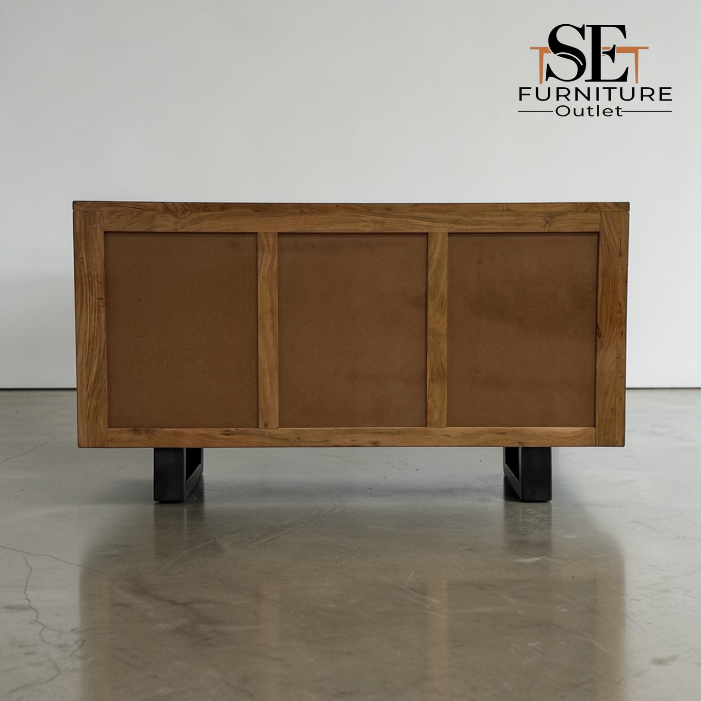 Chunky Solid Acacia Wood Live Edge 3-Door Large Sideboard with Gun Metal Legs RRP £999