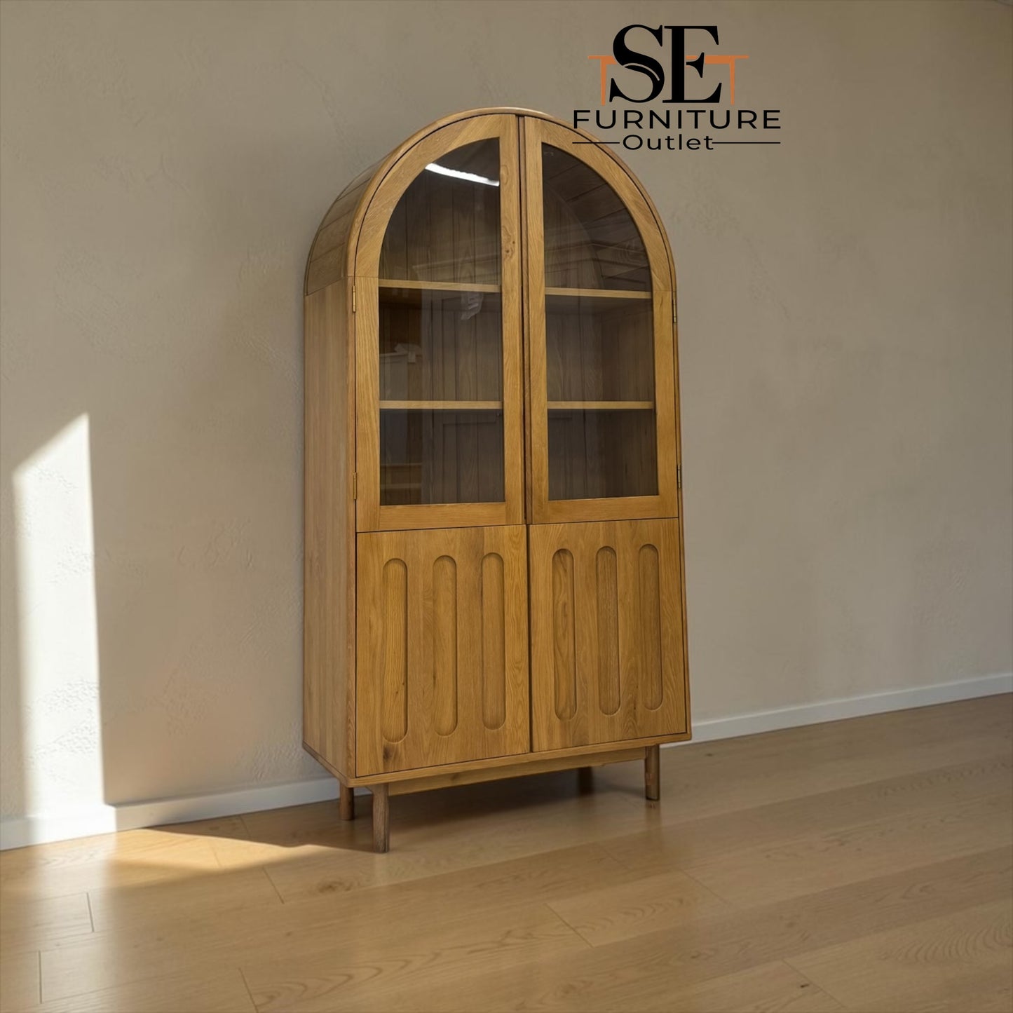 Natural Solid Oak Display Cabinet Belgrave Range From Oak Furnitureland RRP £1139
