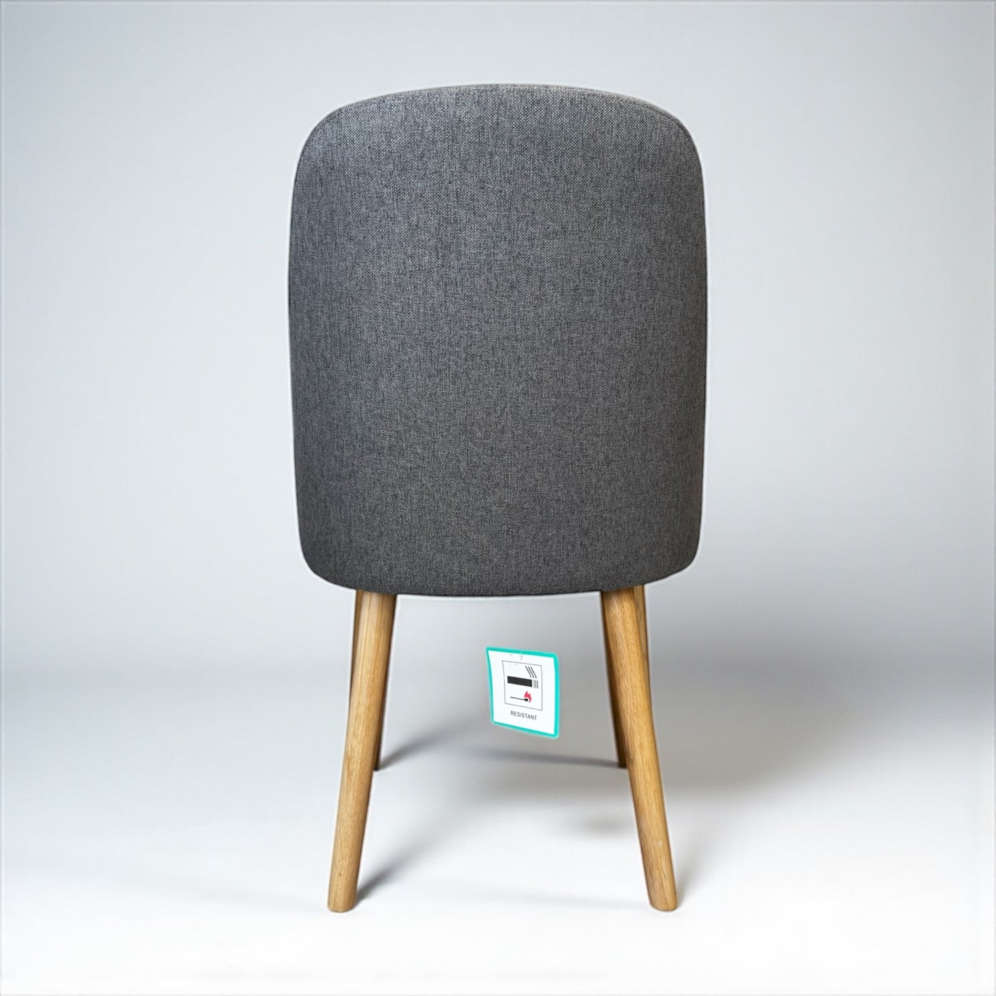 Set of 6 Grey Fabric & Oak Legs Dining Chairs from Oak Furnitureland