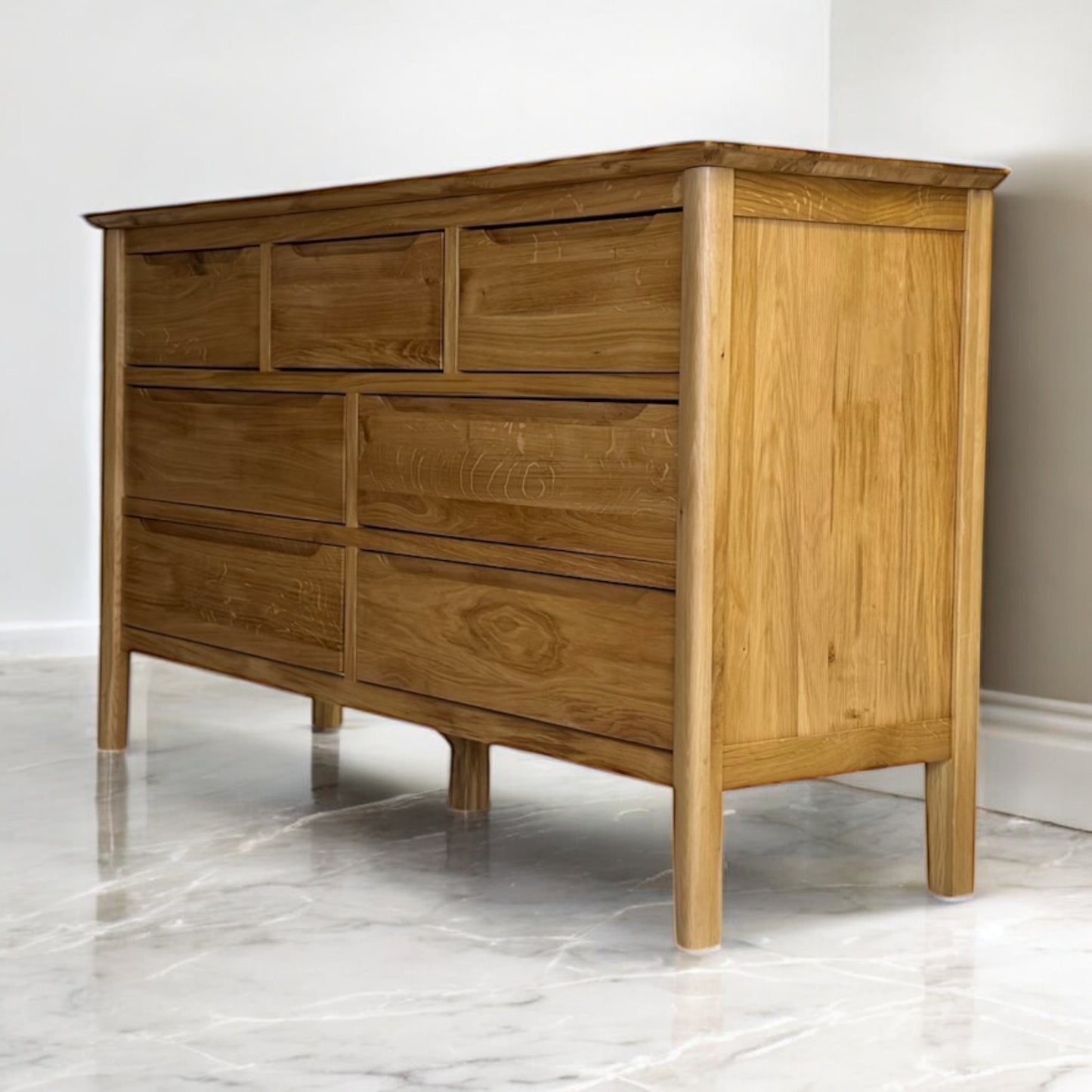 Natural Solid Oak 7 Drawer Chest, Copenhagen Range From Oak Furnitureland RRP £679