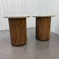 Solid Mango Wood Fluted Base & White Marble Top Side Tables