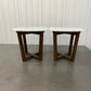 Oak Furnitureland Solid Acacia & Luxury Italian Carrara Marble Top Side Tables RRP £458