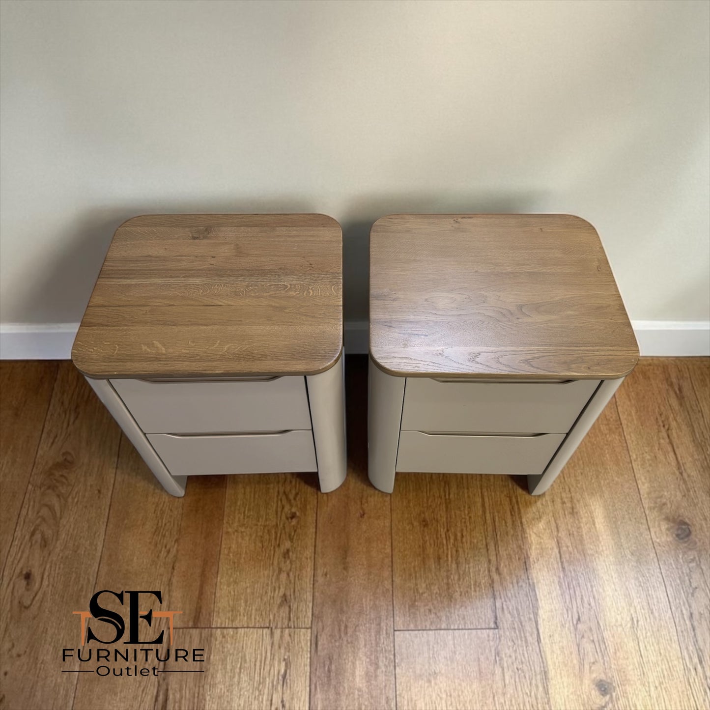 Smoked Oak & Painted Bedside Tables Otto Range From Oak Furnitureland RRP £538