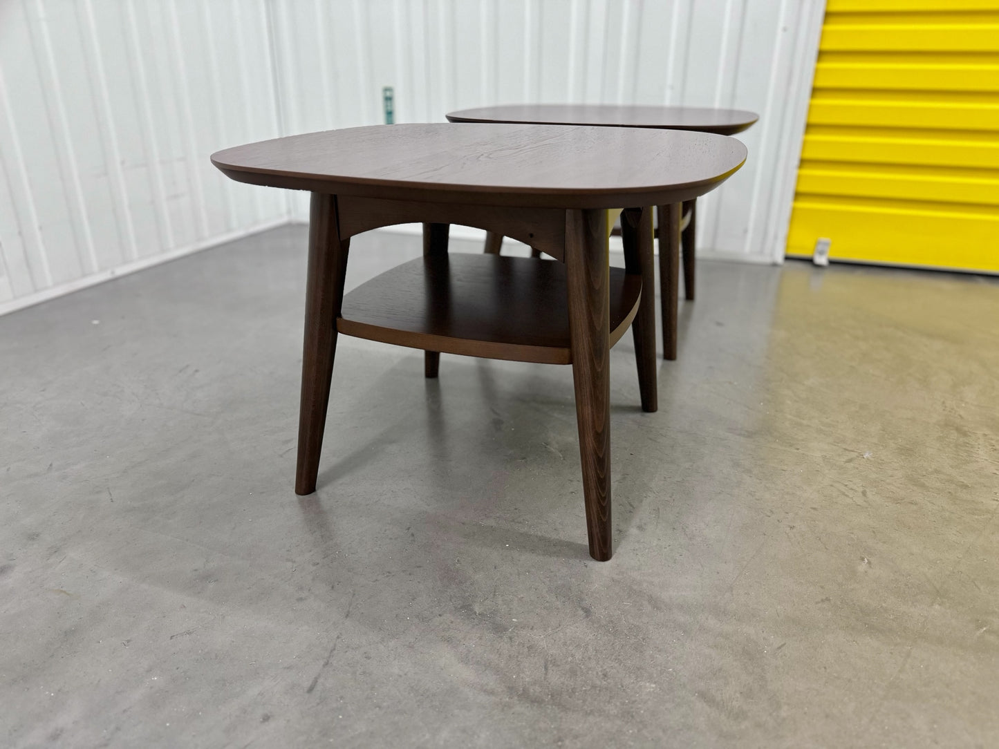 Bentleys Solid Walnut Wood Lamp Tables With Shelf RRP £429