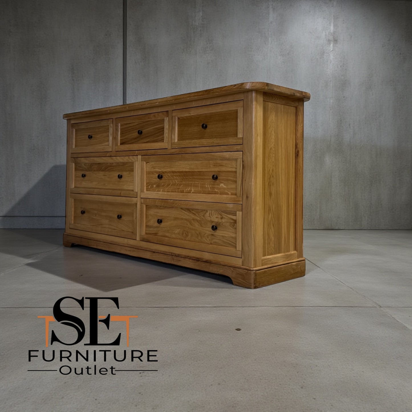 Natural Solid Oak 7 Drawer Chest, Brennan Range From Oak Furnitureland RRP £899