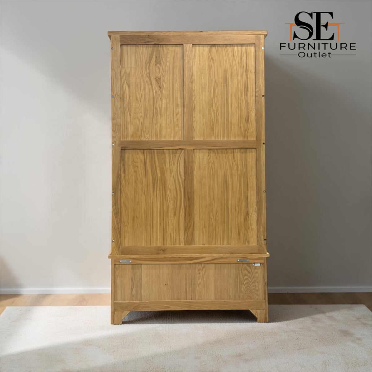 Whitewashed Finish Solid Oak & Quality Oak Veneer Double Wardrobe, Inglesham Range, RRP £999