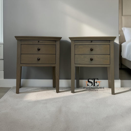 Set of 2 Solid Oak & Oak Veneer Bedside Tables from the Winchcombe Smoked Oak Range RRP £598