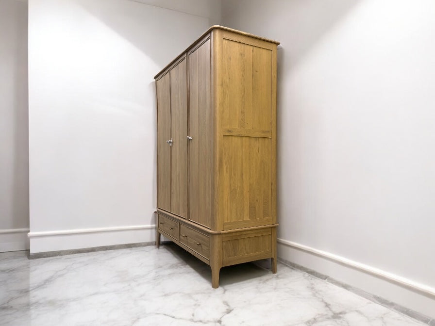 Light Natural Solid Oak Triple Wardrobe, Newton Range From Oak Furnitureland RRP £1549
