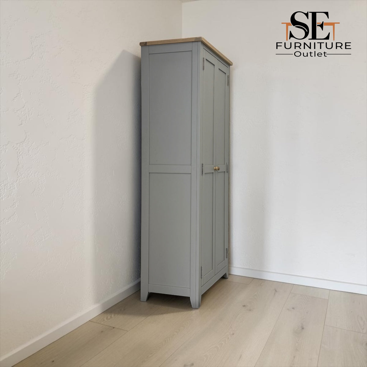 Solid Oak Top & Solid Wood Frames Utility Cupboard from the Chester Dove Grey Range RRP £999