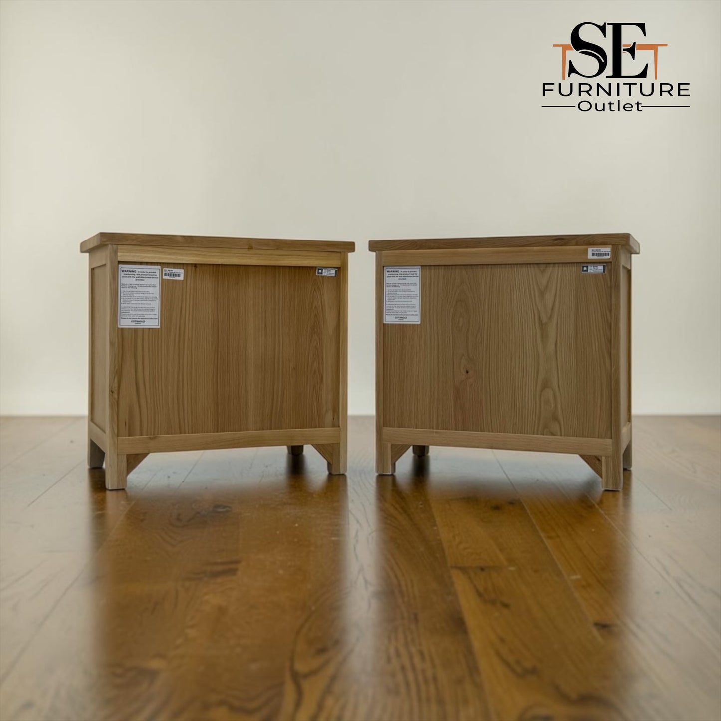 Set of 2 Whitewashed Oak Jumbo Bedside Tables from the Inglesham Range, RRP £700
