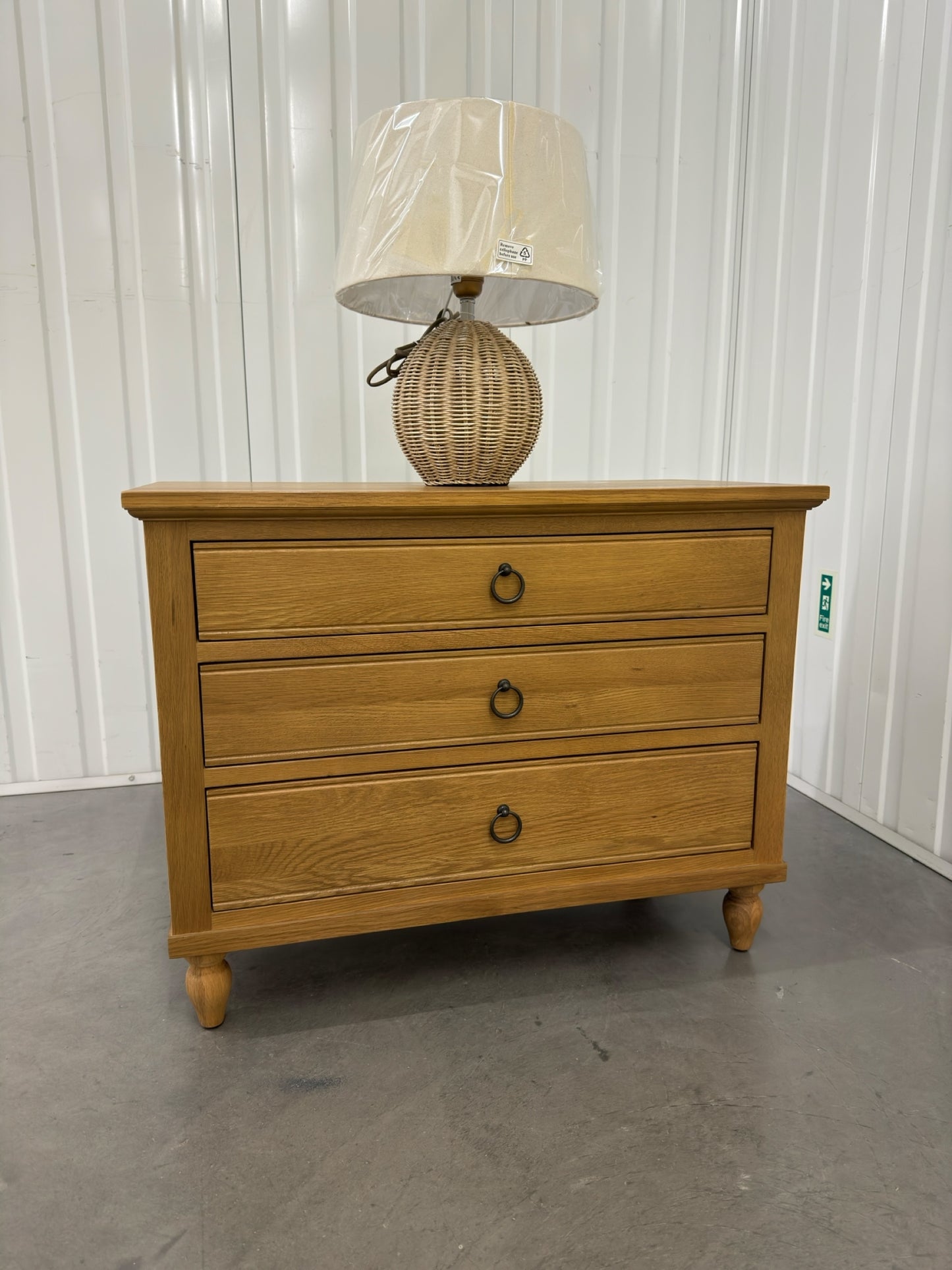 Solid Mellow Oak Large 3 Drawer Bedside Table