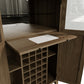 Smoked Oak Drinks Cabinet with Mirrored Back and Wine Rack