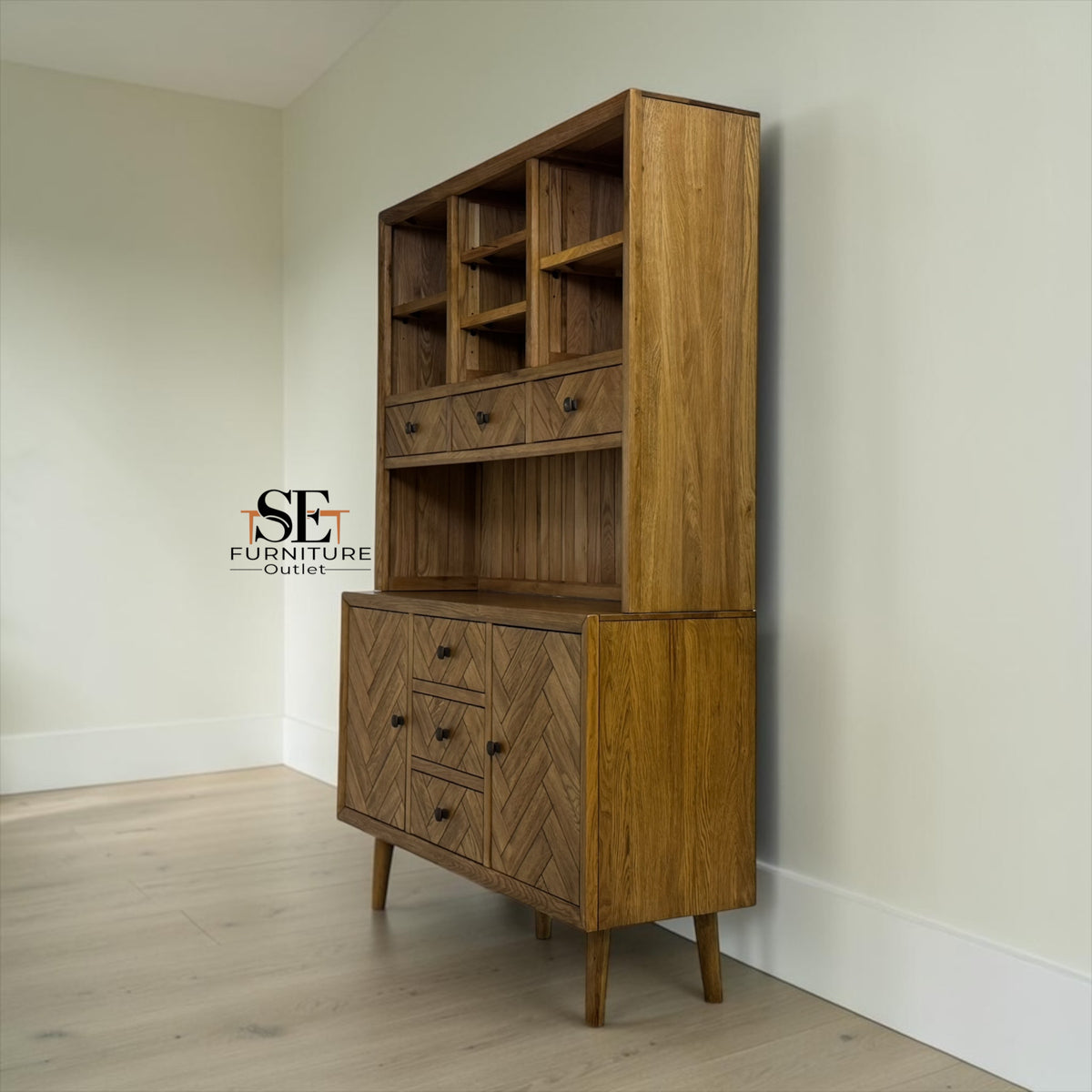 Brushed & Glazed Solid Oak Large Dresser, Parquet Range from Oak Furnitureland RRP £1549