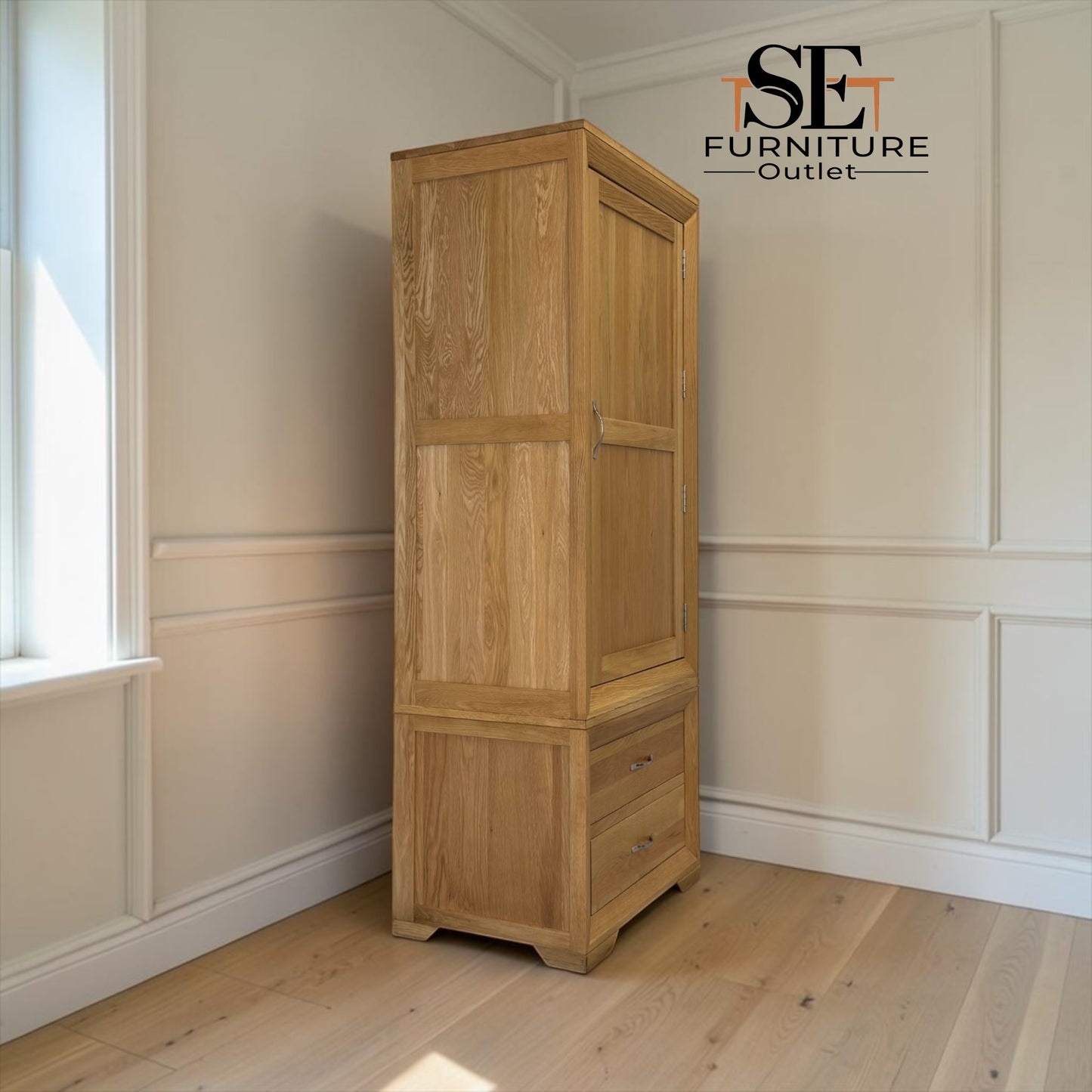 Natural Solid Oak Slim Kitchen Larder Bevel Range From Oak Furnitureland RRP £1049