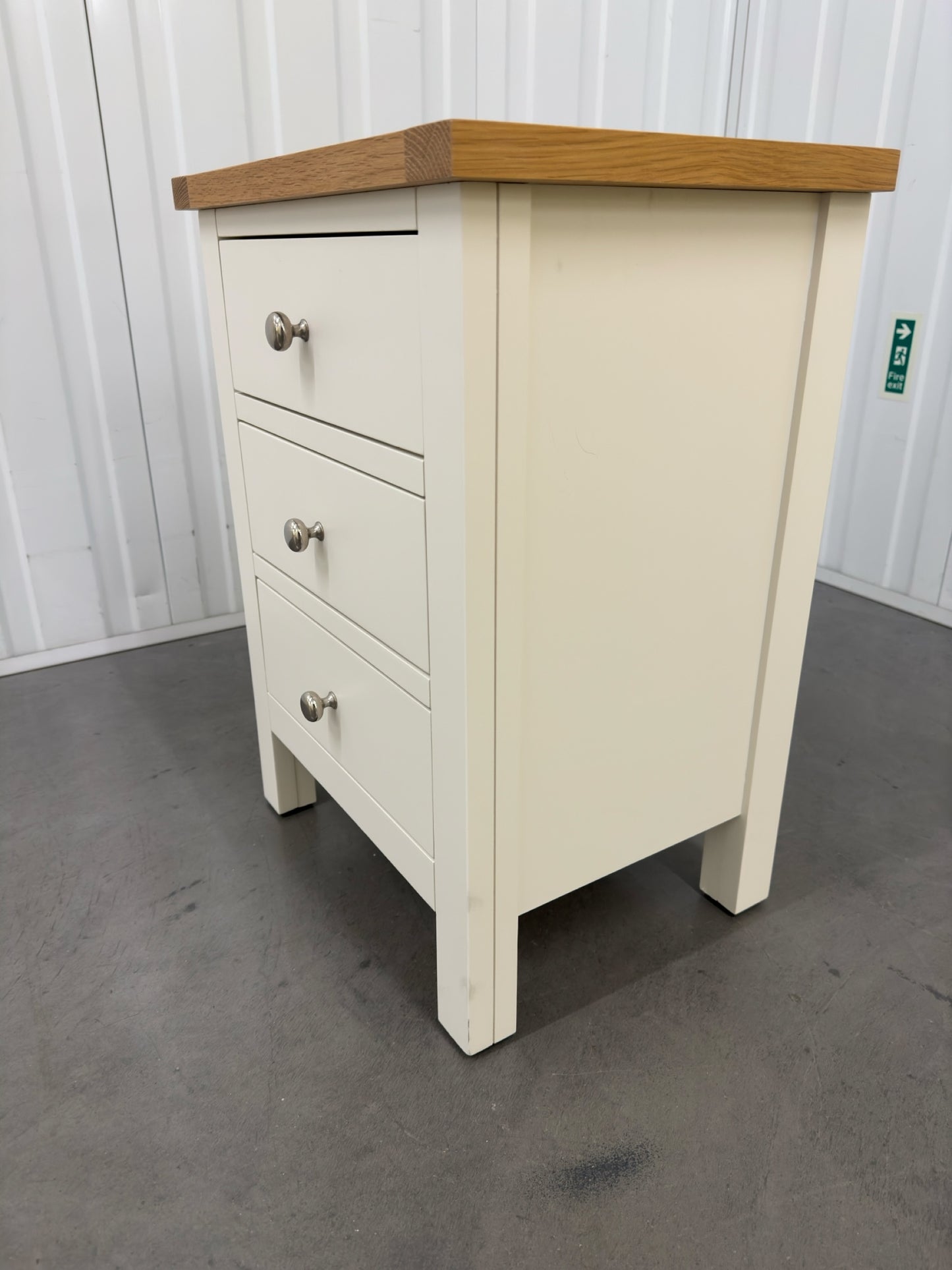 Cotswold Company Oak Top & Classic Cream Painted 3 Drawer Bedside Table