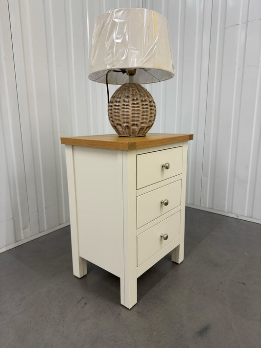 Cotswold Company Oak Top & Classic Cream Painted 3 Drawer Bedside Table