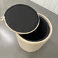 Ashley Buttoned Stool - Stone Linen