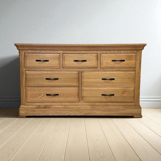 Natural Solid Oak 7 Drawer Chest, Canterbury Range From Oak Furnitureland RRP £669