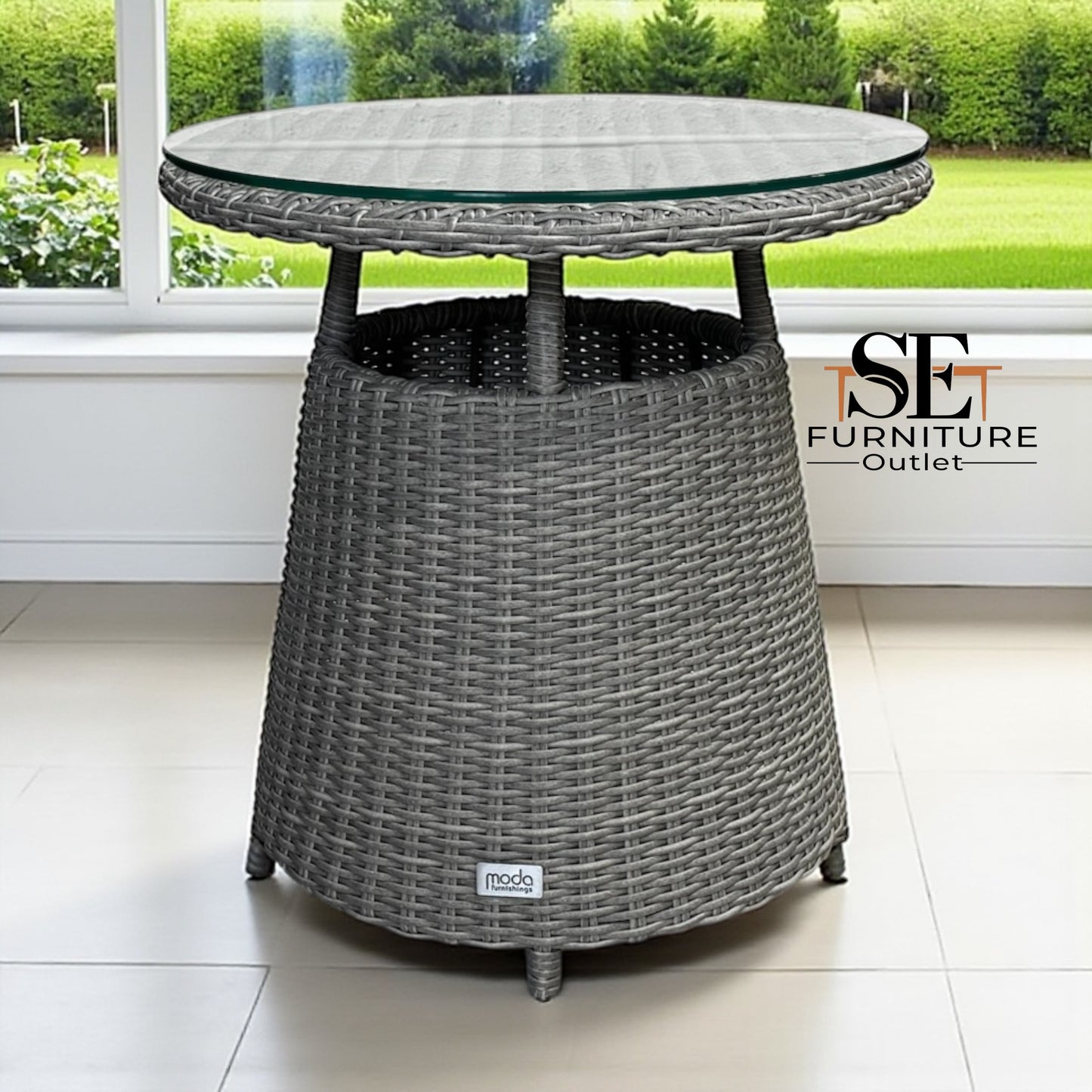 Moda Furnishings Premium Quality Single Bistro Table with Glass Top