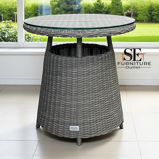 Moda Furnishings Premium Quality Single Bistro Table with Glass Top