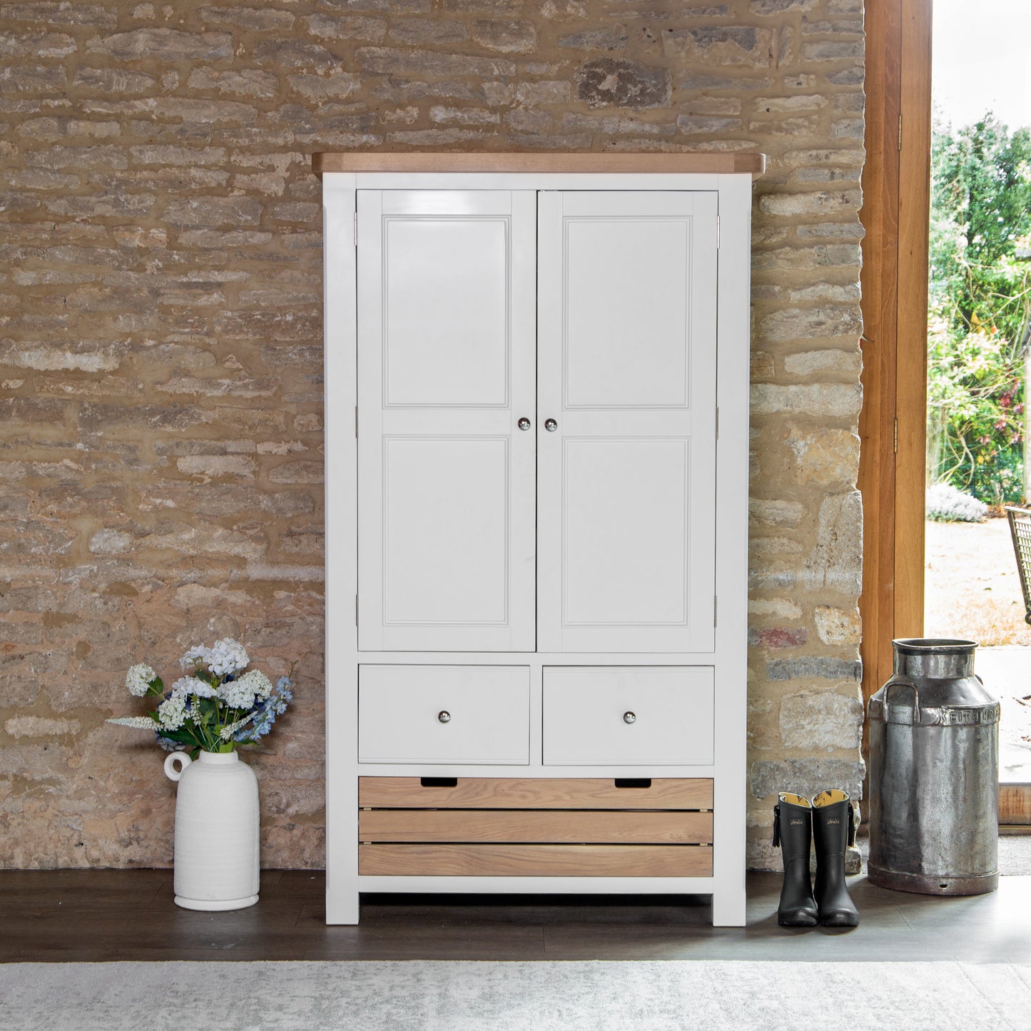 Oak Top & White Painted Double Larder