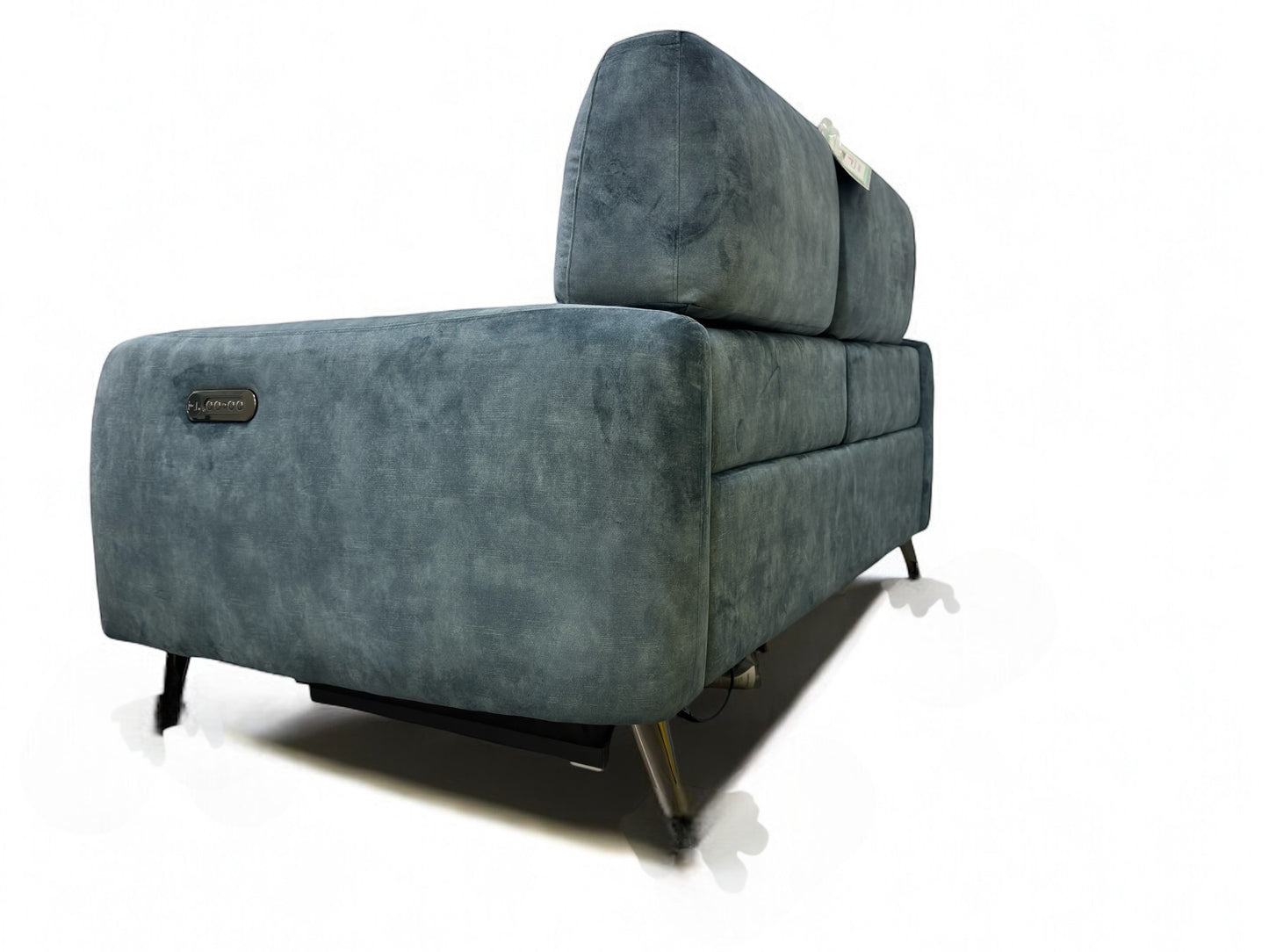 Oak Furnitureland Descent Blue Fabric 2 Seater Electric Recliner Sofa with Power Headrest Juliette Range RRP £1599