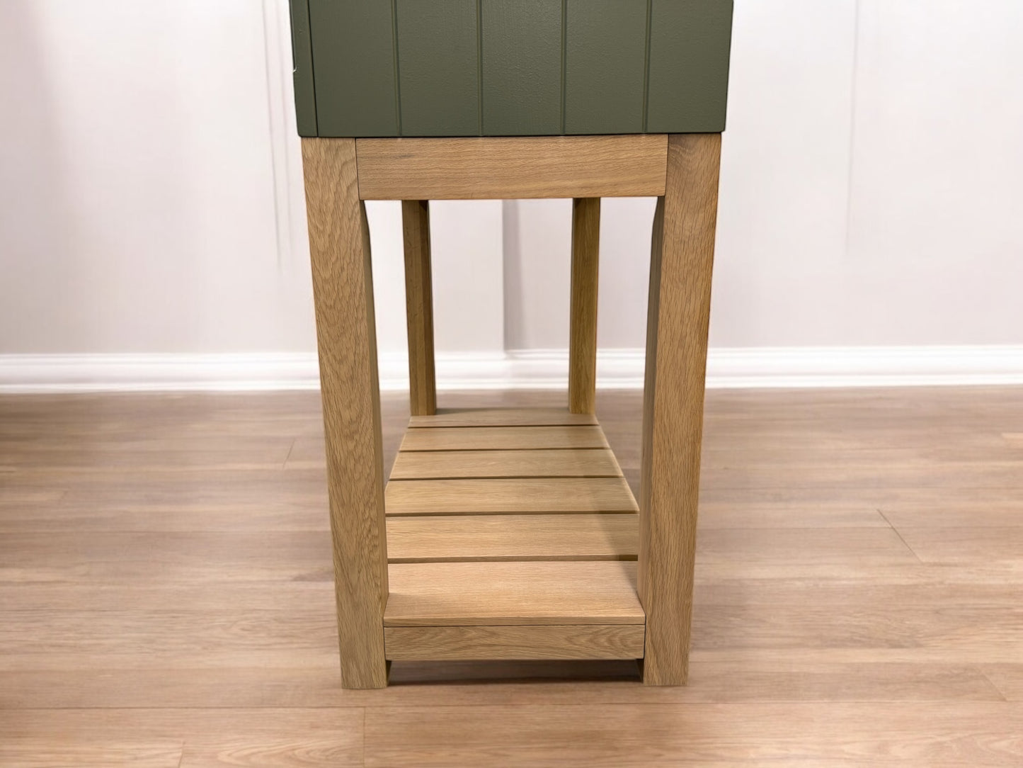 Solid Wood Modern Cuboard in Farmhouse Style, Olive Green RRP £995