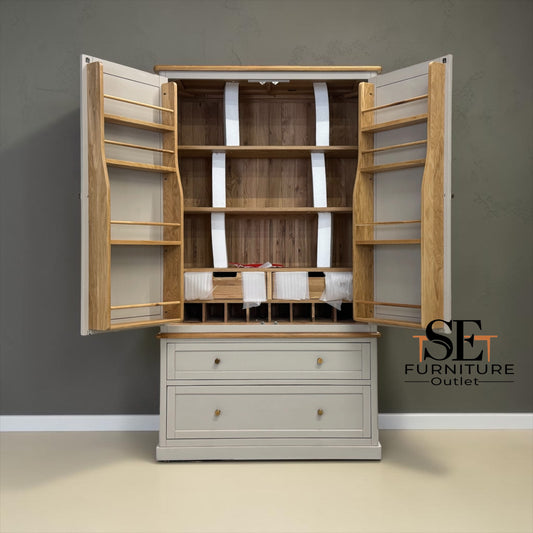 Natural Solid Oak & Painted Double Larder, Henley Range From Oak Furnitureland RRP £1679