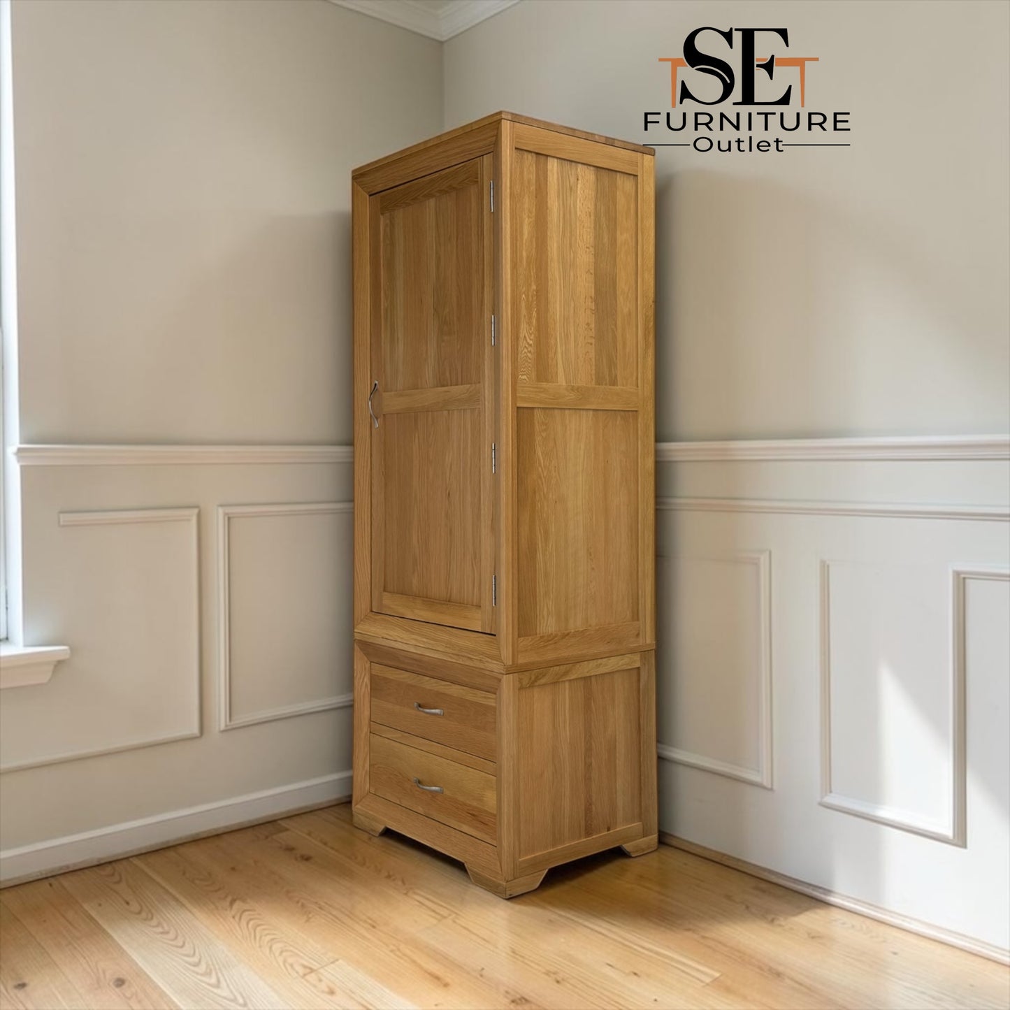 Natural Solid Oak Slim Kitchen Larder Bevel Range From Oak Furnitureland RRP £1049