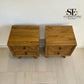 Set of 2 Brushed and Glazed Solid Oak 2-Drawer Bedside Tables, Parquet Range, from Oak Furnitureland
