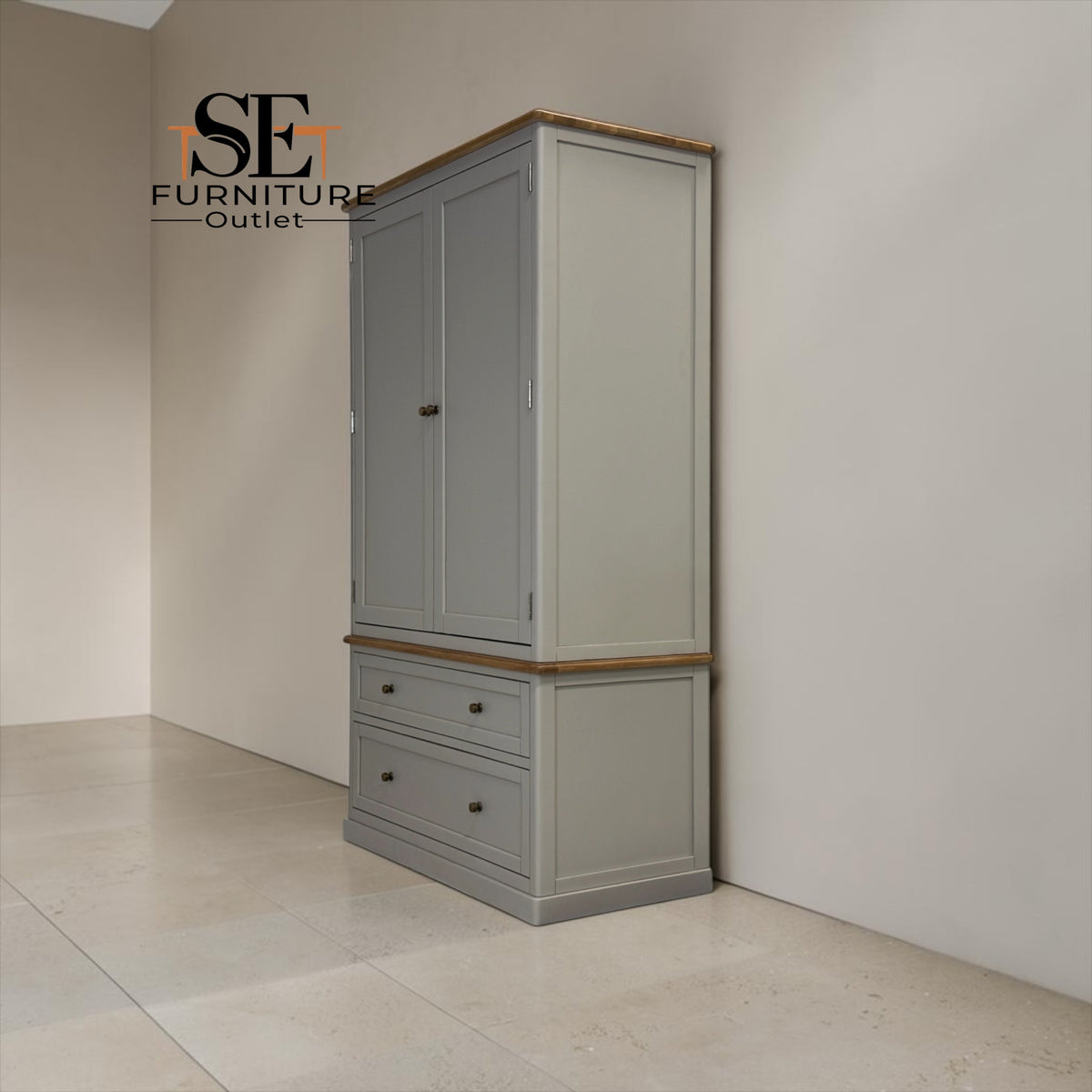 Natural Solid Oak & Painted Double Larder, Henley Range From Oak Furnitureland RRP £1679
