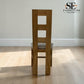 Set of 6 Natural Solid Oak Dining Chairs with Dappled Beige Fabric Seat Pads, Wave Range by Oak Furnitureland RRP £240 Each