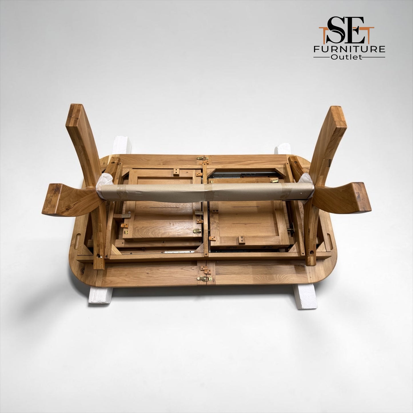 Natural Solid Oak Extending Dining Table, 10 to 12 Seater Hercules Range From Oak Furnitureland RRP £1099