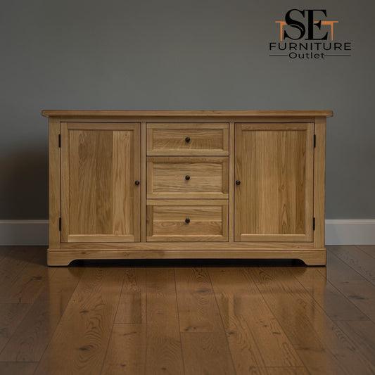 Natural Solid Oak Large Sideboard Brennan Range by Oak Furnitureland, RRP £769