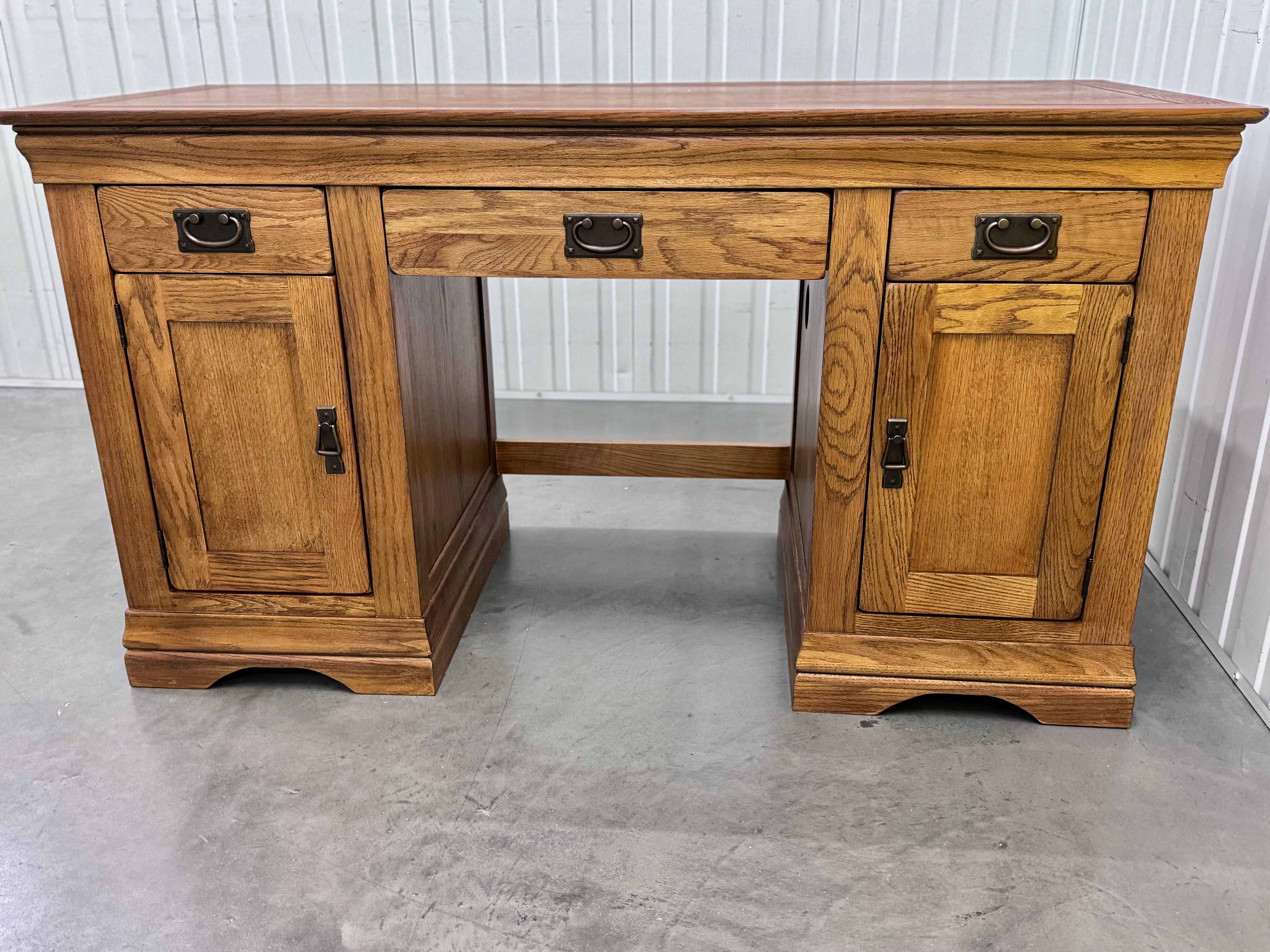 Charming Solid Oak Computer Desk French Farmhouse Style SE Furniture Outlet