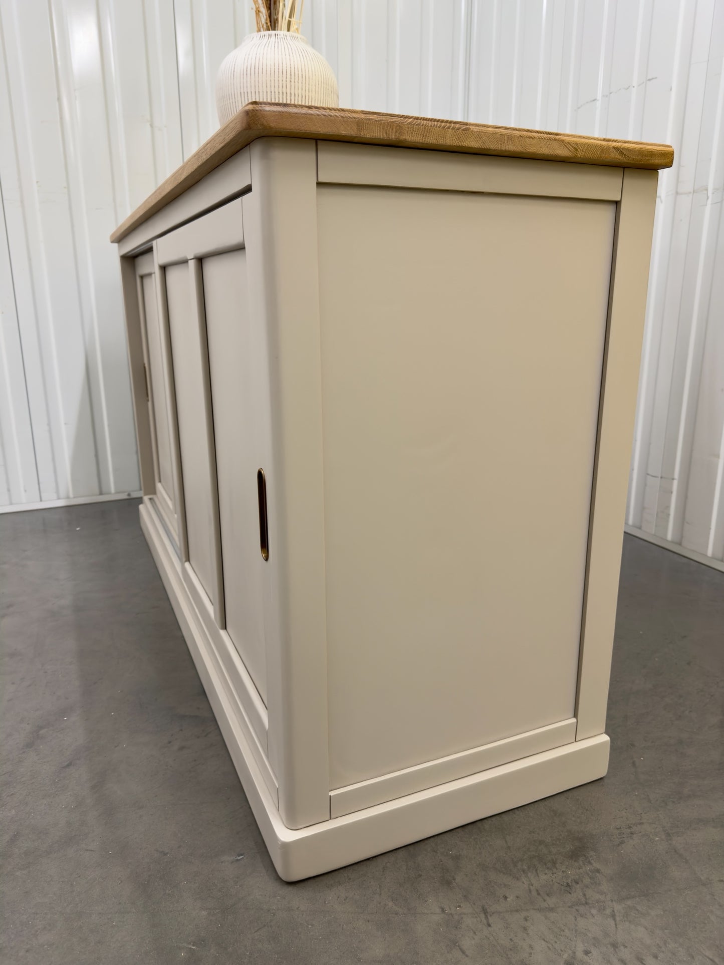 Oak Furnitureland Oak Top & Grey Painted Sideboard with Brass Coloured Hardware Henley Range RRP £649