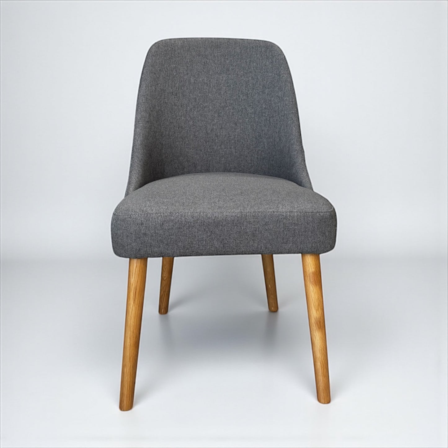 Set of 6 Grey Fabric & Oak Legs Dining Chairs from Oak Furnitureland