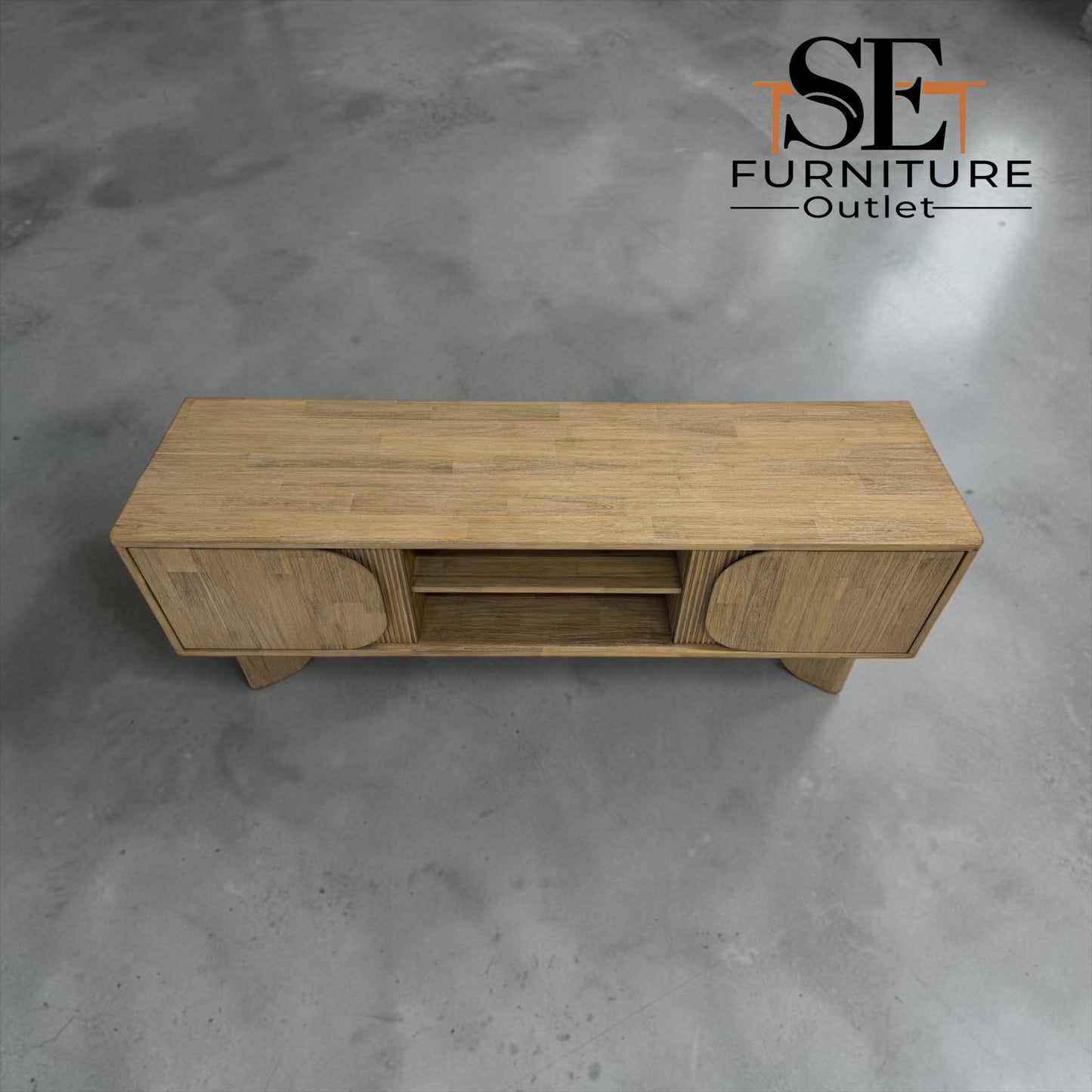 Solid Acacia Wood Extra Large TV Unit Okkio Range from Oak Furnitureland RRP £629