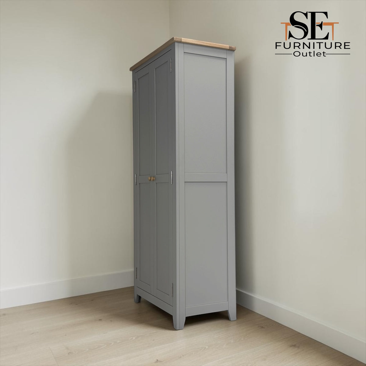 Solid Oak Top & Solid Wood Frames Utility Cupboard from the Chester Dove Grey Range RRP £999