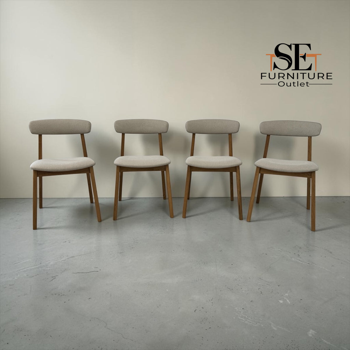 Set of 4 Natural Solid Oak & Upholstered Dining Chairs, Weston Oak Range, RRP £1196