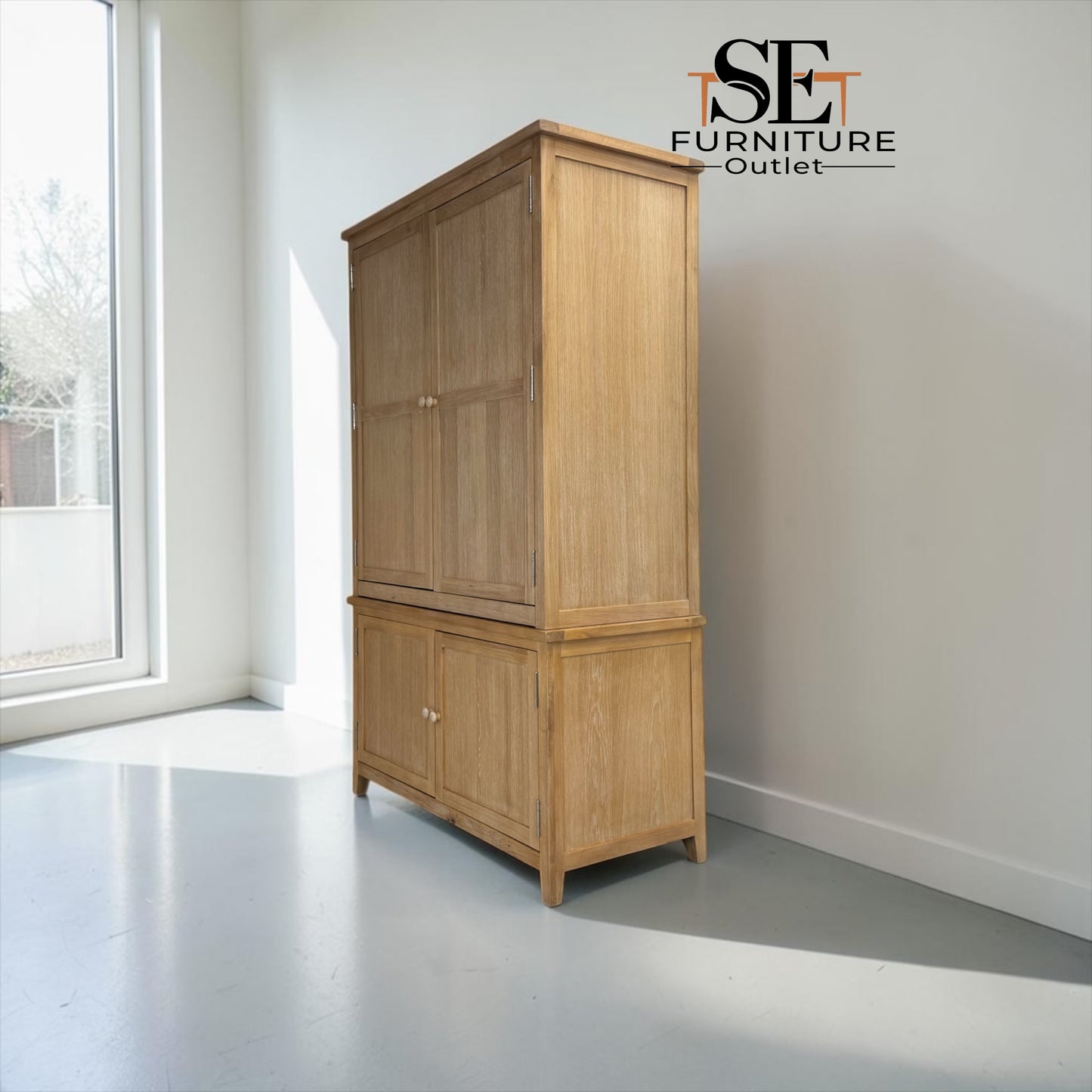 Whitewashed Finish Solid Oak & Oak Veneer Hideaway Home Office, Inglesham Range RRP £1999