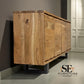 Chunky Solid Acacia Wood Live Edge 4-Door Extra Large Sideboard with Gun Metal Legs RRP £1299