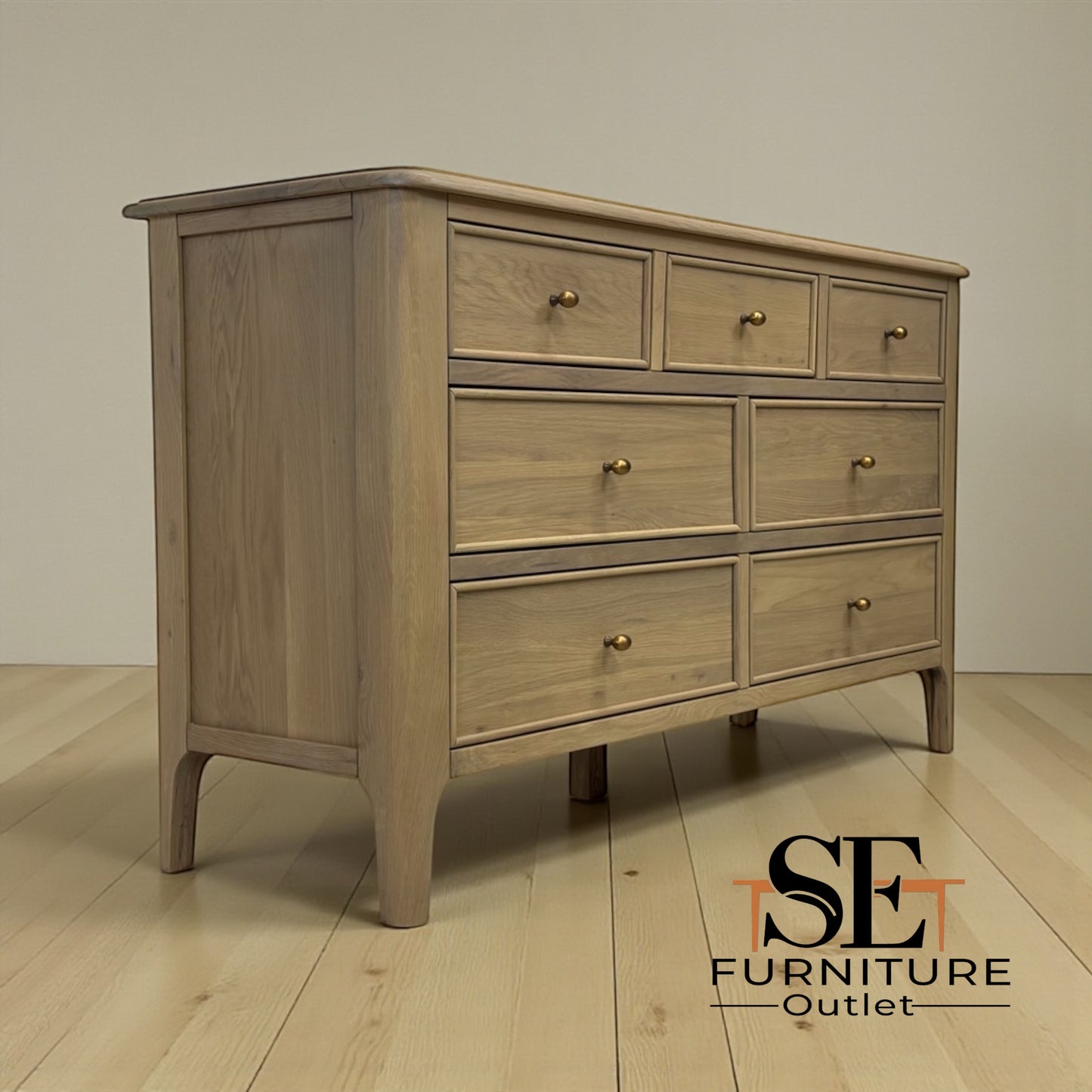 Light Natural Solid Oak 7 Drawer Chest, Newton Range From Oak Furnitureland RRP £679
