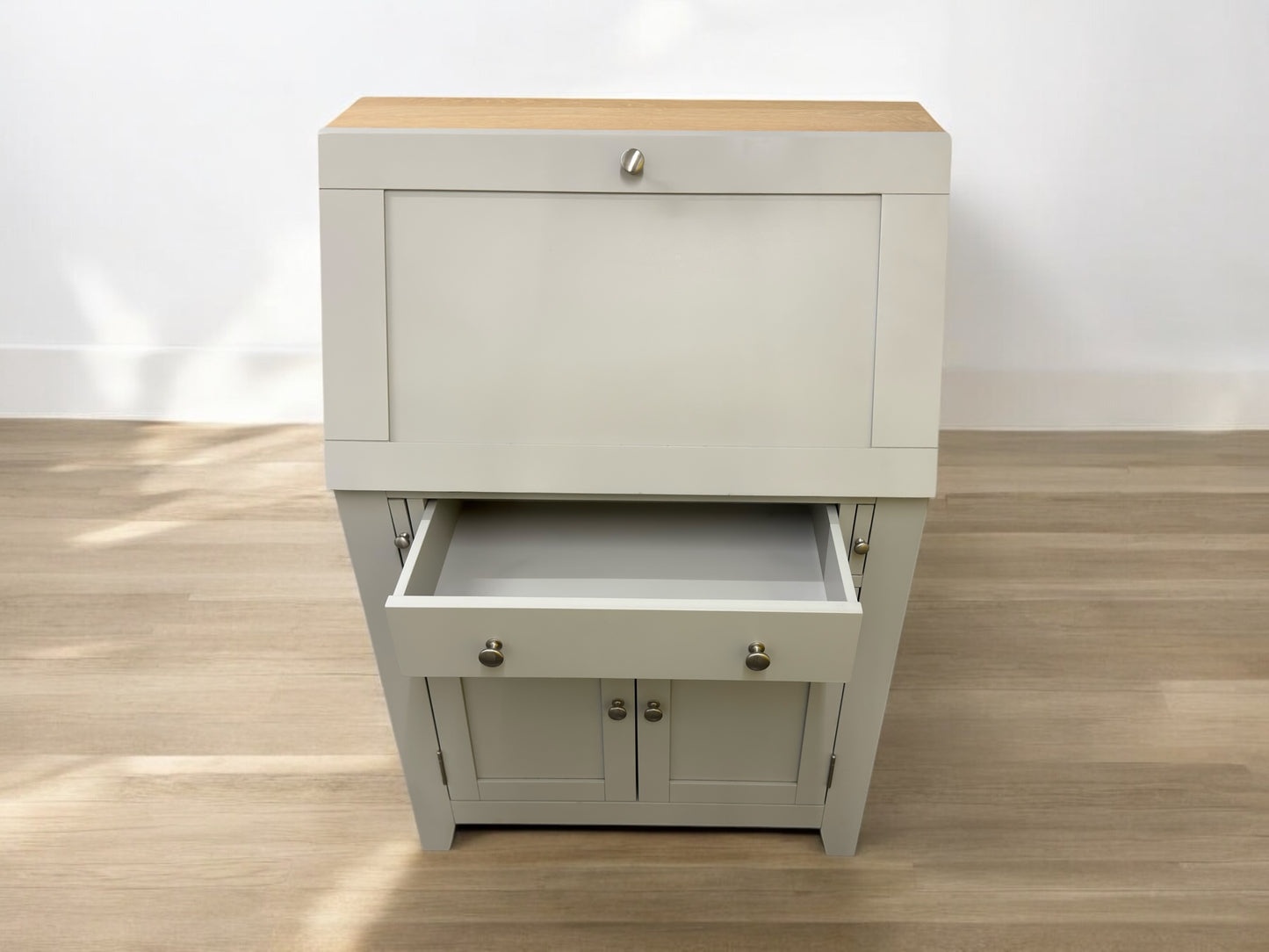 Cotswold Company WhiteWash Oak Top & Grey Painted Writing Bereau RRP £799