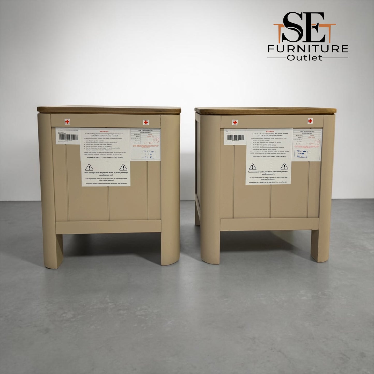 Smoked Oak & Painted Bedside Tables Otto Range From Oak Furnitureland RRP £538
