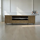 Grey-toned Limewashed Finish Solid Oak and Quality Oak Veneer XXL Tv Stand Fits up to 90", Camille Range RRP £1099