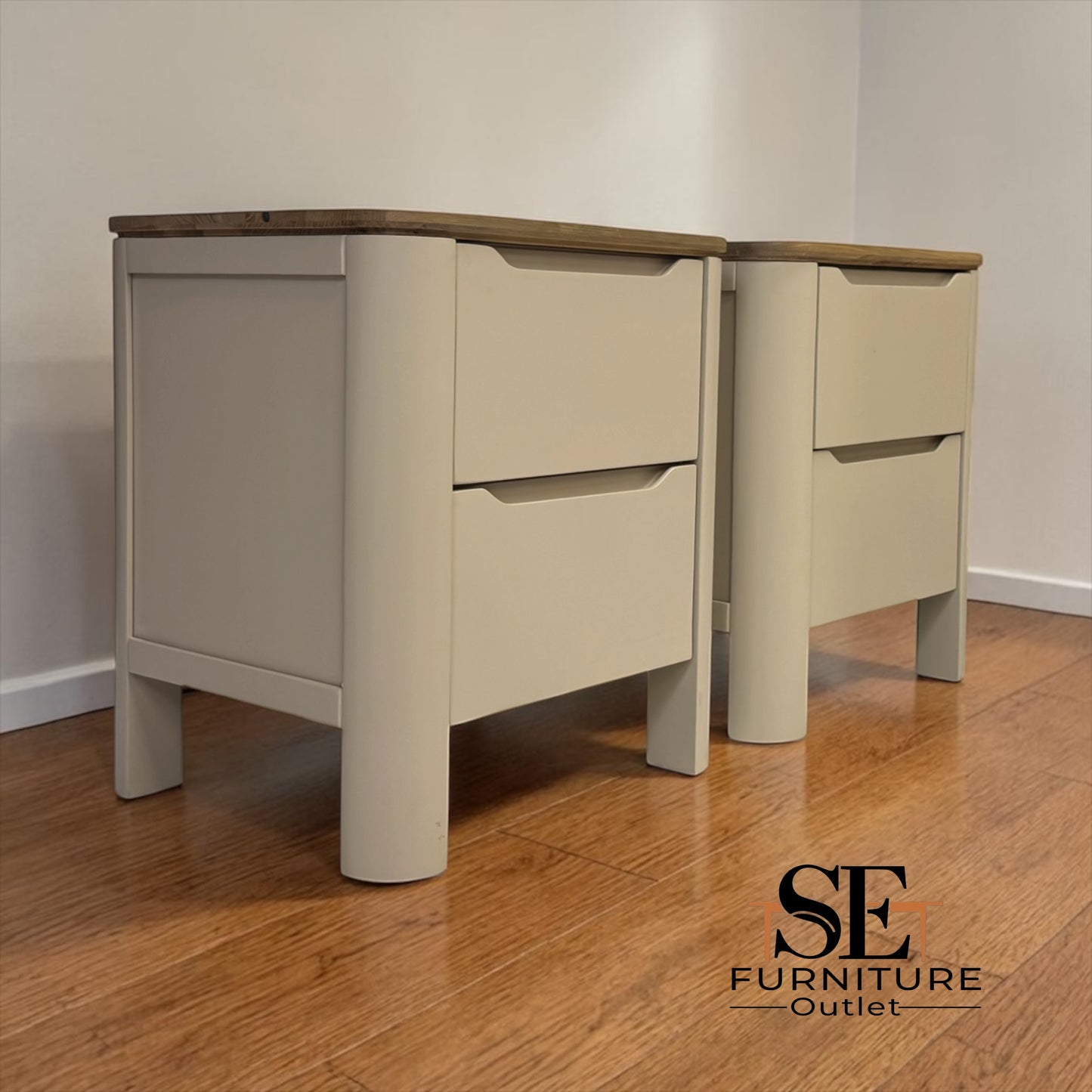 Smoked Oak & Painted Bedside Tables Otto Range From Oak Furnitureland RRP £538